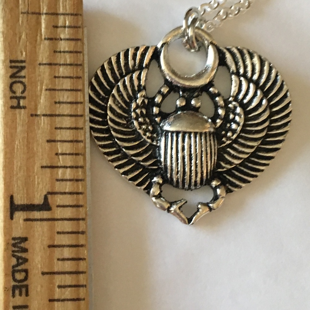 “Book of the Dead" Handmade Dainty 2-Layer Egyptian Necklace, Anubis, Scarab - Picture 13 of 14